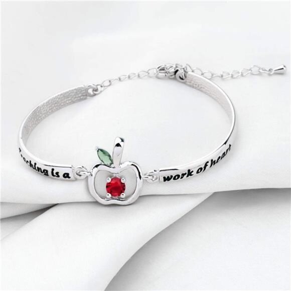 Teacher Bracelet Appreciation Gift Teaching is a Work of Heart Teacher Jewelry - Picture 4 of 7